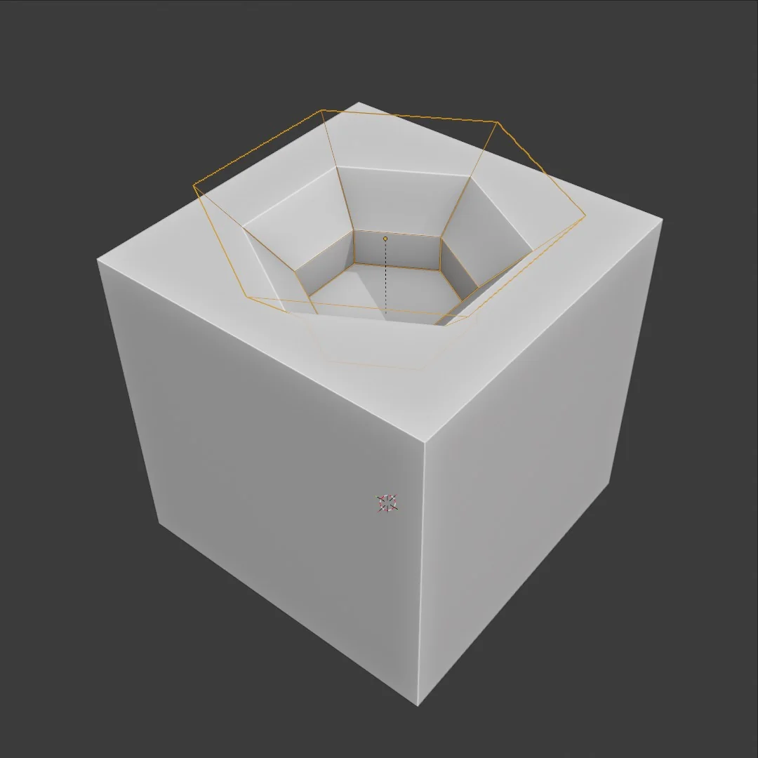 A DM cutter INSERT applied to an object — the original result