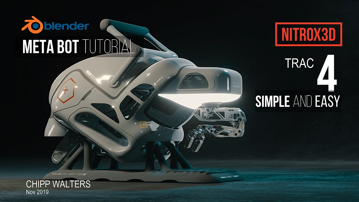 The Meta Bot from Track 3 — a fully modeled robot built non-destructively in Blender